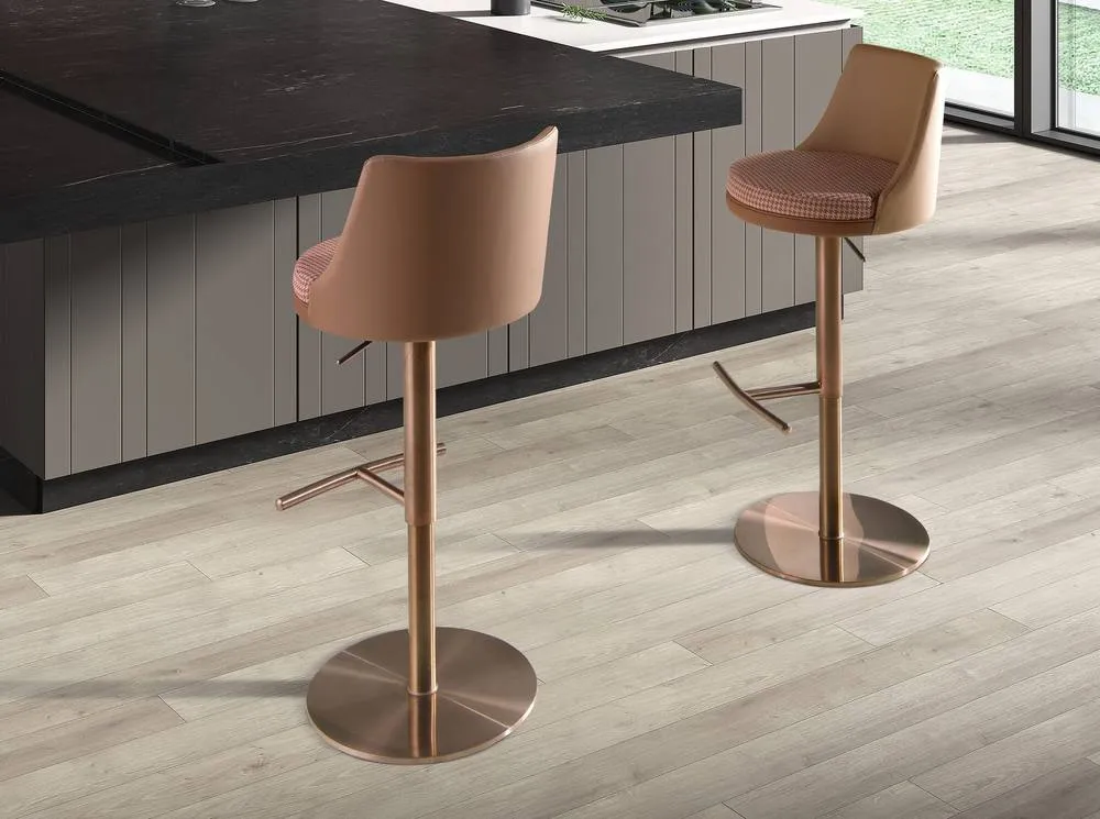 Angel Cerda Fabric Swivel Bar Stool with Leatherette Backrest in Brown 4