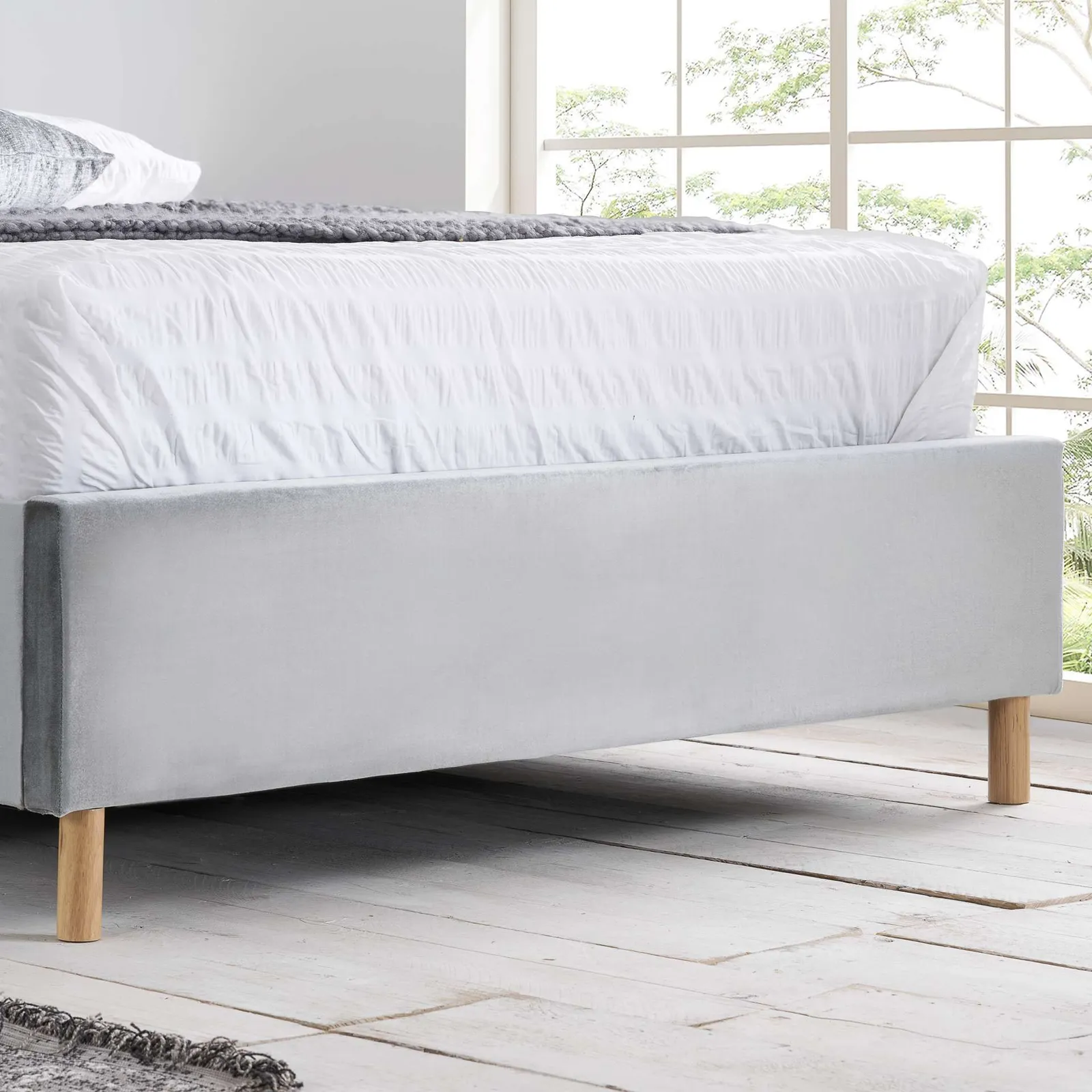 Birlea Velvet Fabric Ottoman Bed Frame Storage Loxley in Grey 5