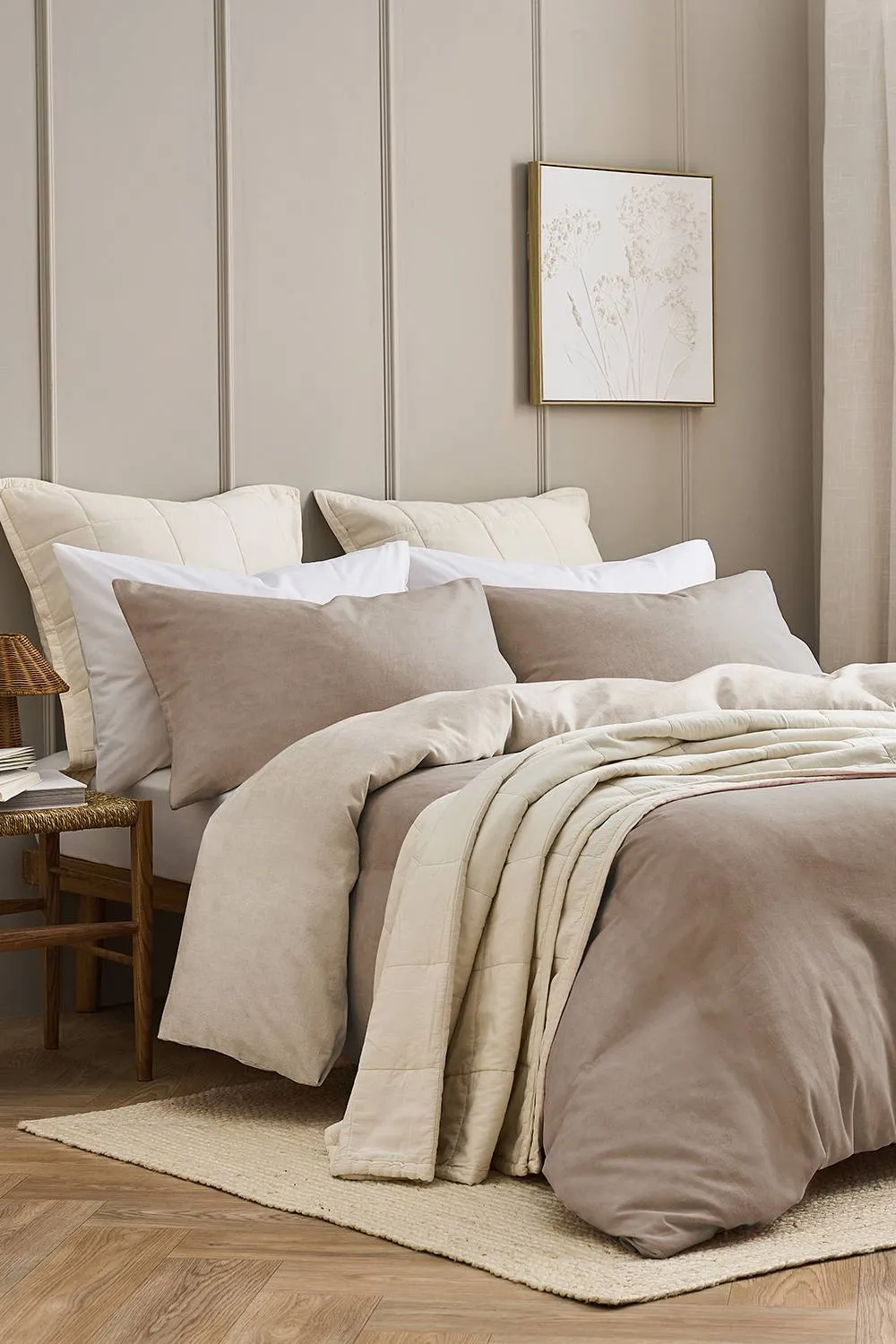 CHRISTY 'Relaxed Linen' Washed Finish Reversible Duvet Cover Set in Beige