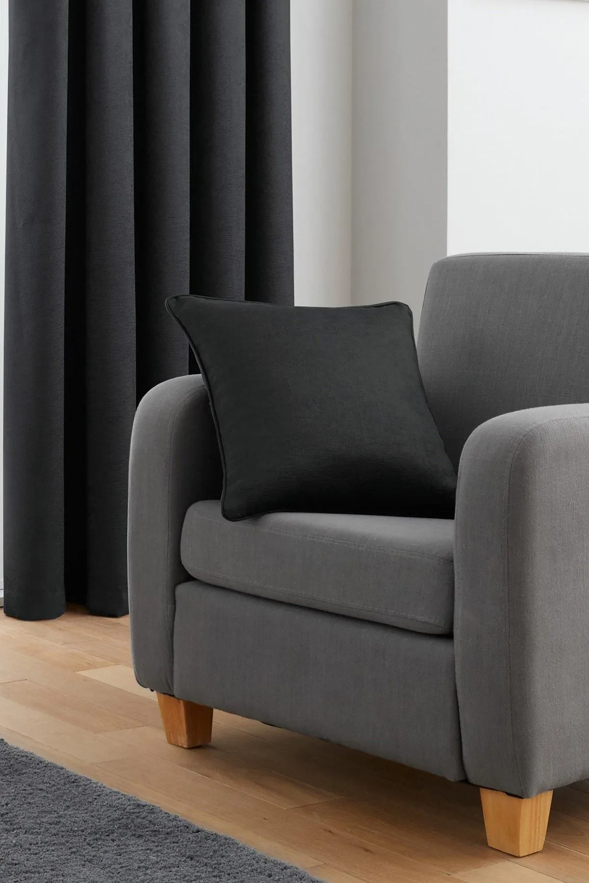 Fusion 'Galaxy' Dim out woven Pair of Pencil Pleat Curtains in Black 3