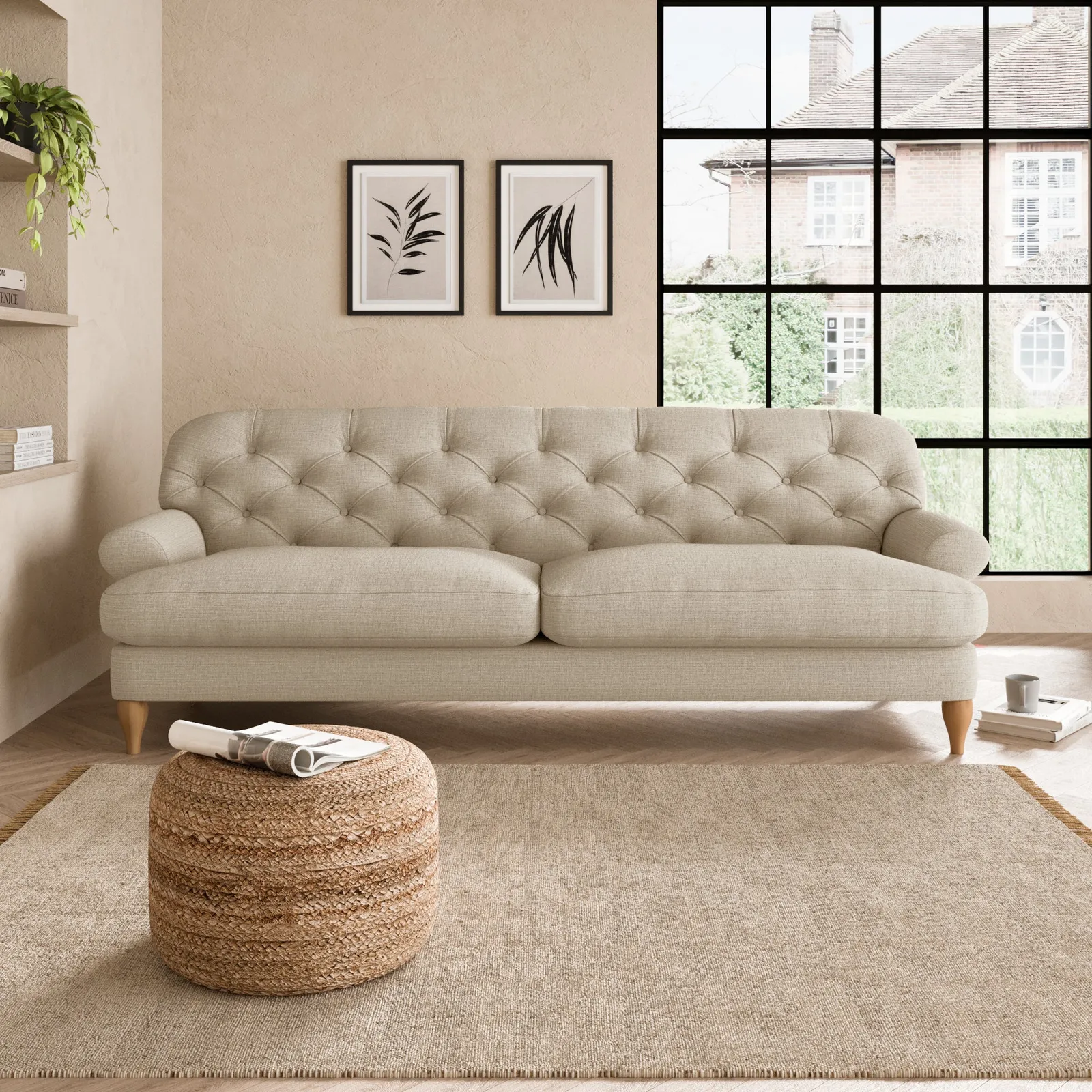 Canterbury Textured Weave 4 Seater Sofa Brown