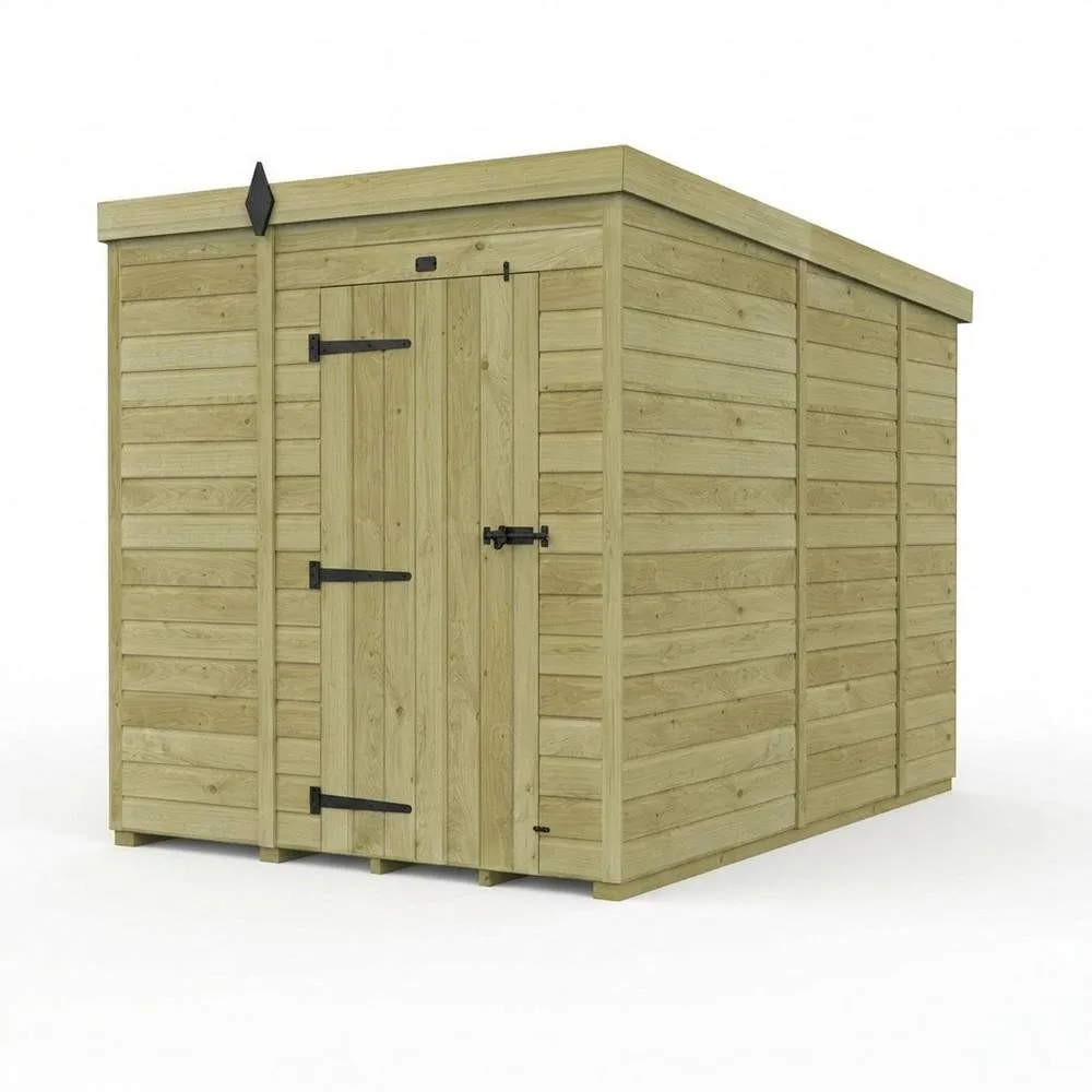 Buttercup Farm 6ft x 9ft Pent Garden Shed Single Door No Windows - Timber in Brown