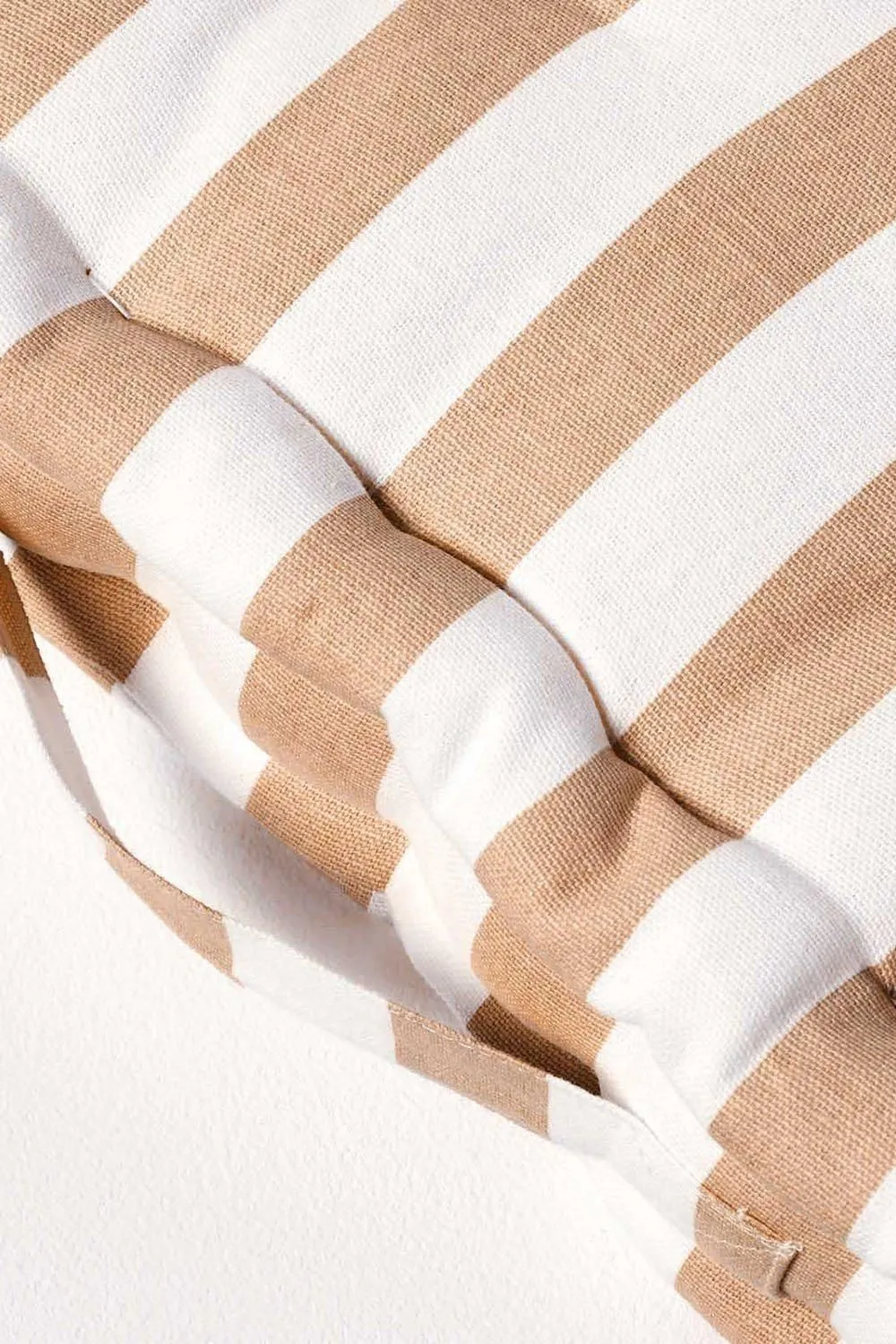 Homescapes Cotton Thick Stripe Floor Cushion in Beige 4