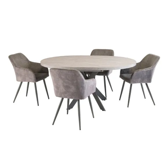 Rimini Round to Oval 4-6 Seater Extendable Dining Table, Grey 4