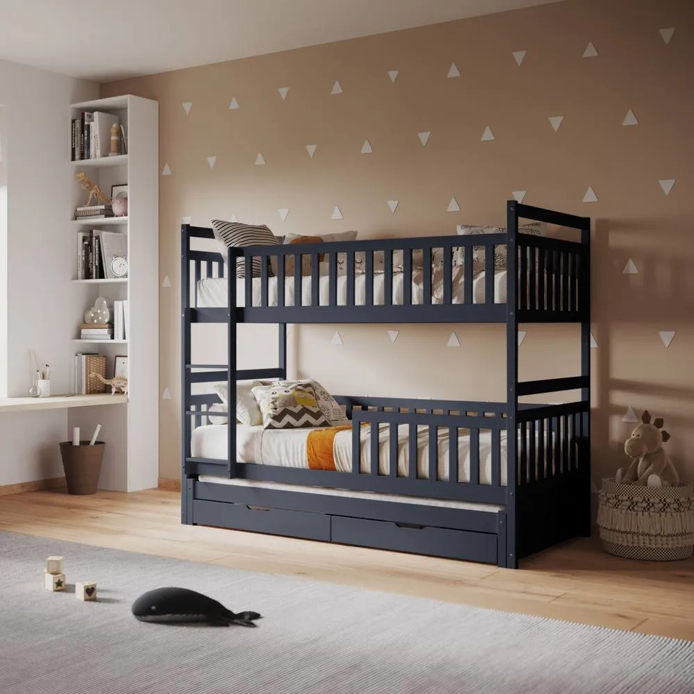 Flair Elvis Bunk Bed with Trundle & Drawers in Grey