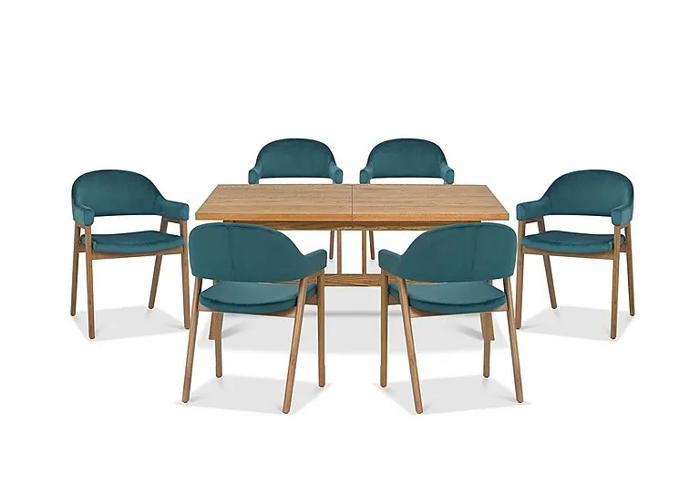 Stratford Small Extending Dining Table with 6 Fabric Dining Arm Chairs