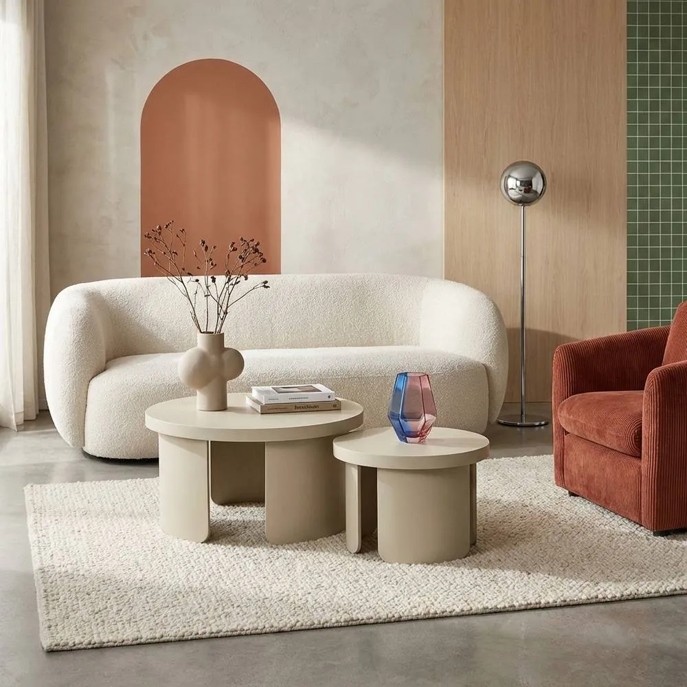 sweeek Set of 2 round nesting coffee tables in Beige