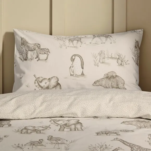 Sketched Animal 100% Cotton Duvet Cover & Pillowcase Set 3