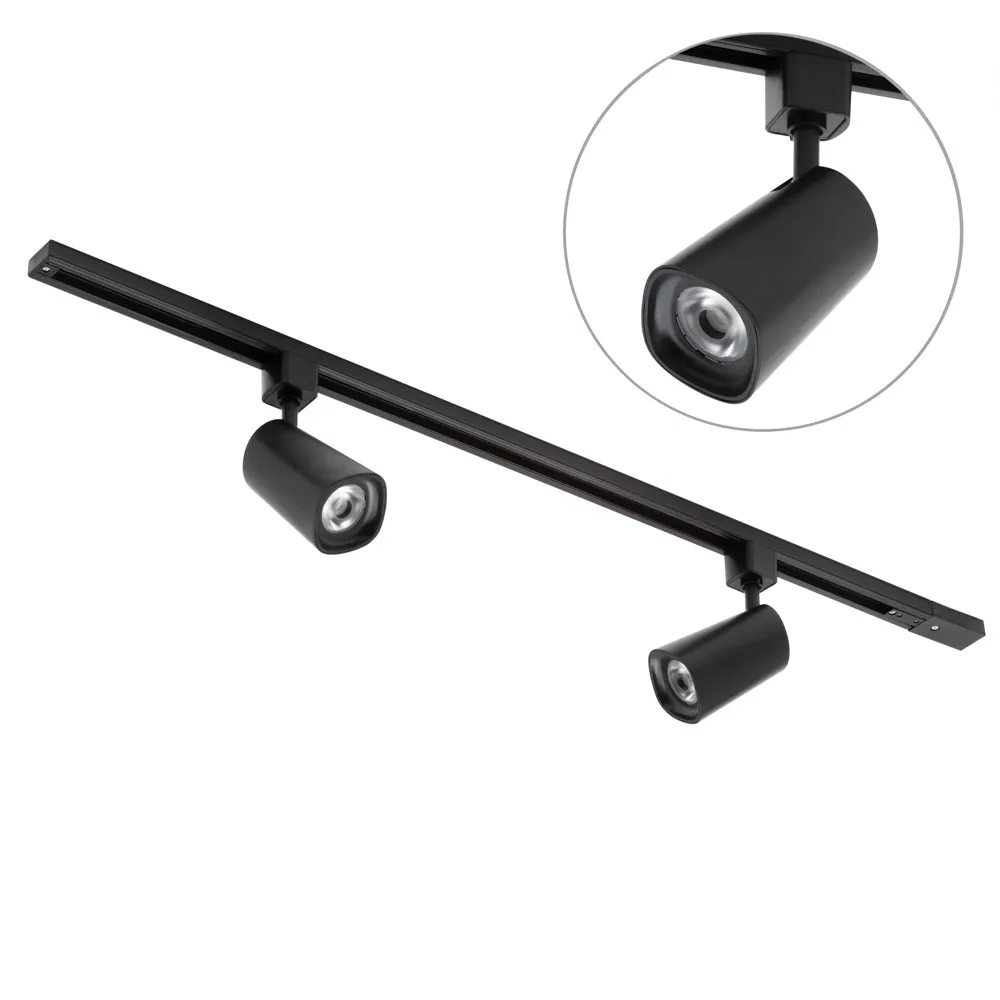 1m Track Kit with 2 Loire Heads and Integrated LED - Black