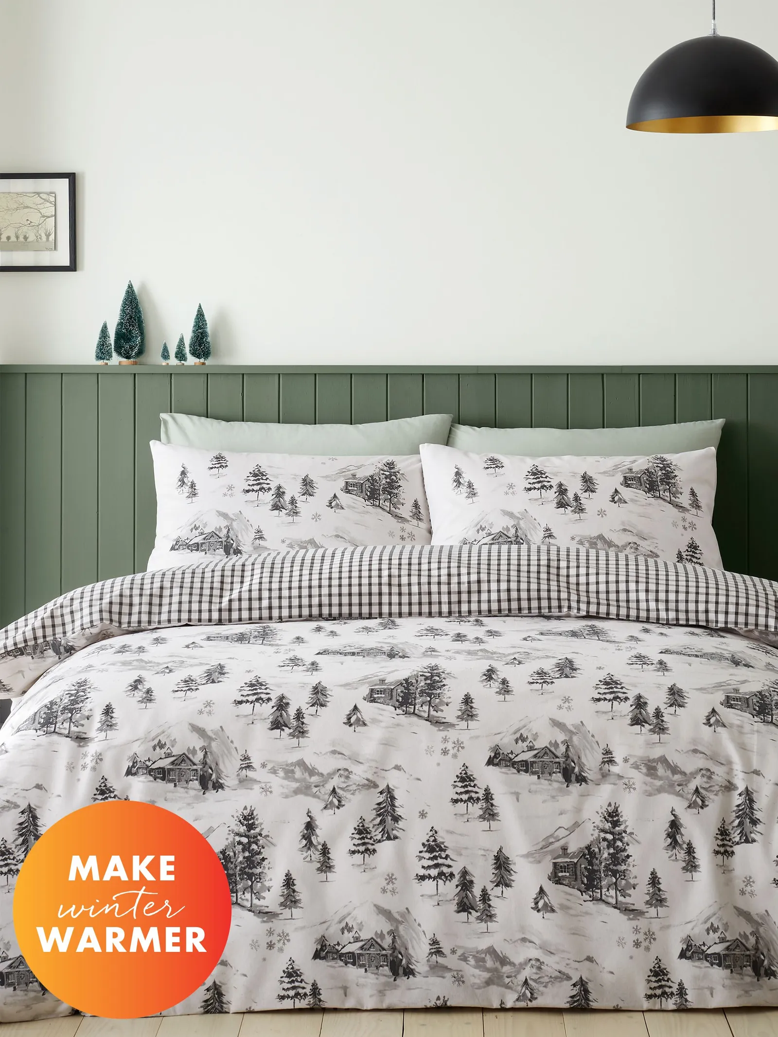Catherine Lansfield 'Brushed Alpine Village' Duvet Cover Set in Natural