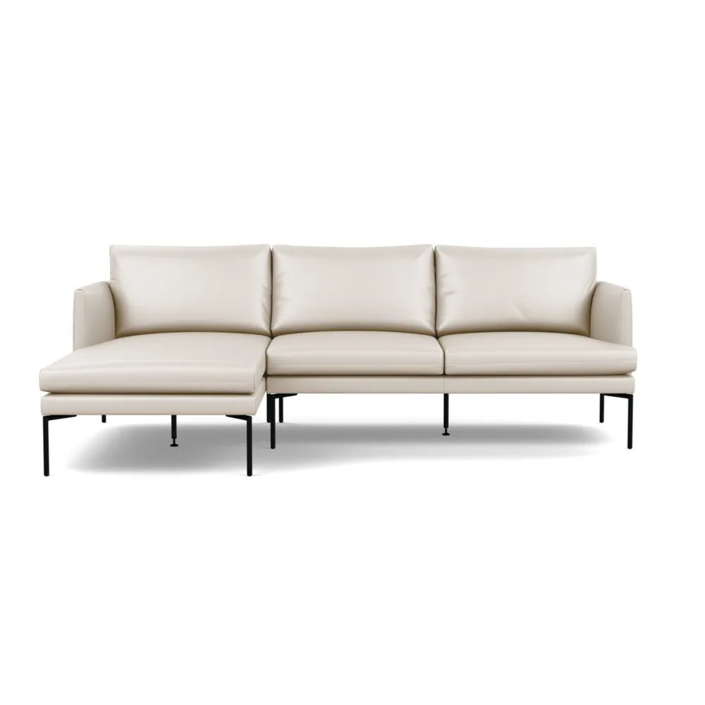 Heal's Matera Corner Chaise Sofa LHF Leather Hide Panna 7183 Black Feet