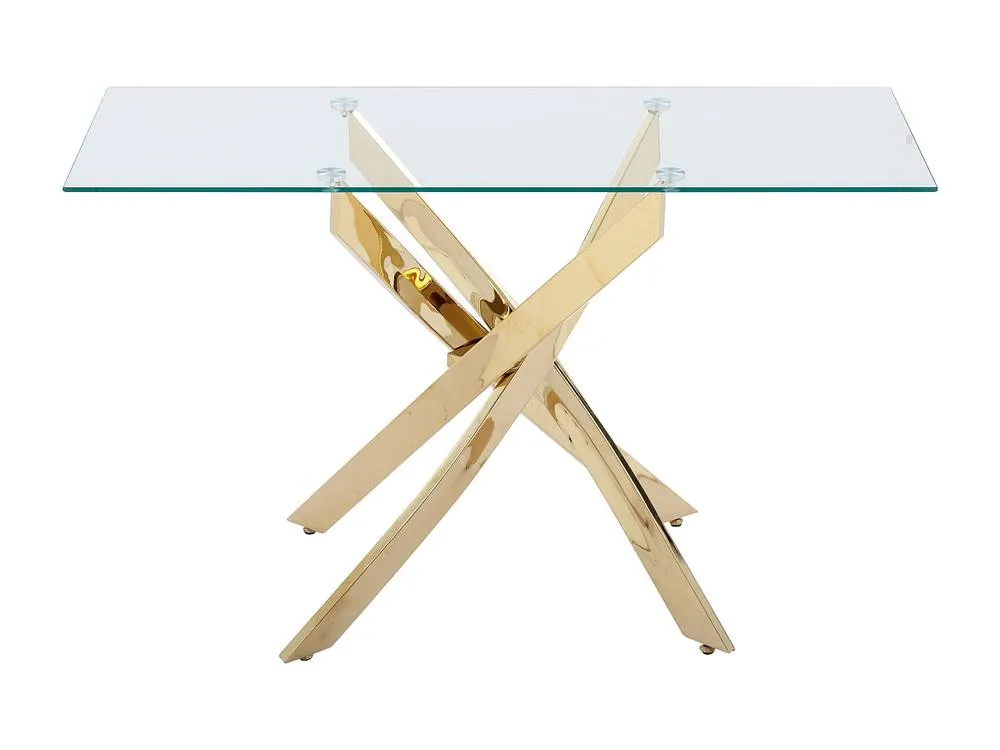 Vente-unique Tempered Glass & Gold Metal Console Table - Transparent - COSIMA in Clear 4
