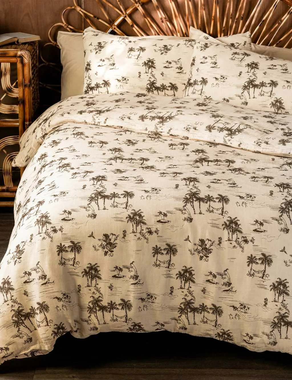 Rockett St George Pure Cotton Palm Party Duvet Set Cream Mix