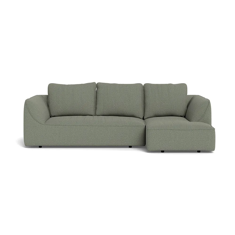 Heal's Morven Right Hand Facing Corner Chaise Sofa Boucle Tweed Lapis Black Feet 1