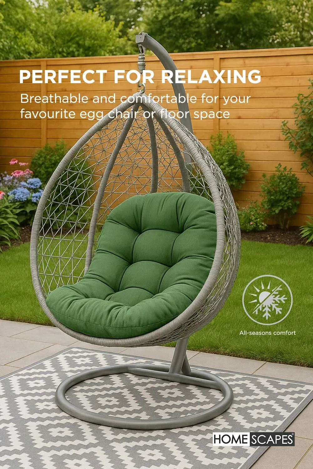 Homescapes Luxury Egg Chair Cushion, Hanging Basket Swing Chair Cushion in Olive 4