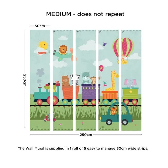 Kids Animal Party Train Wall Mural 4