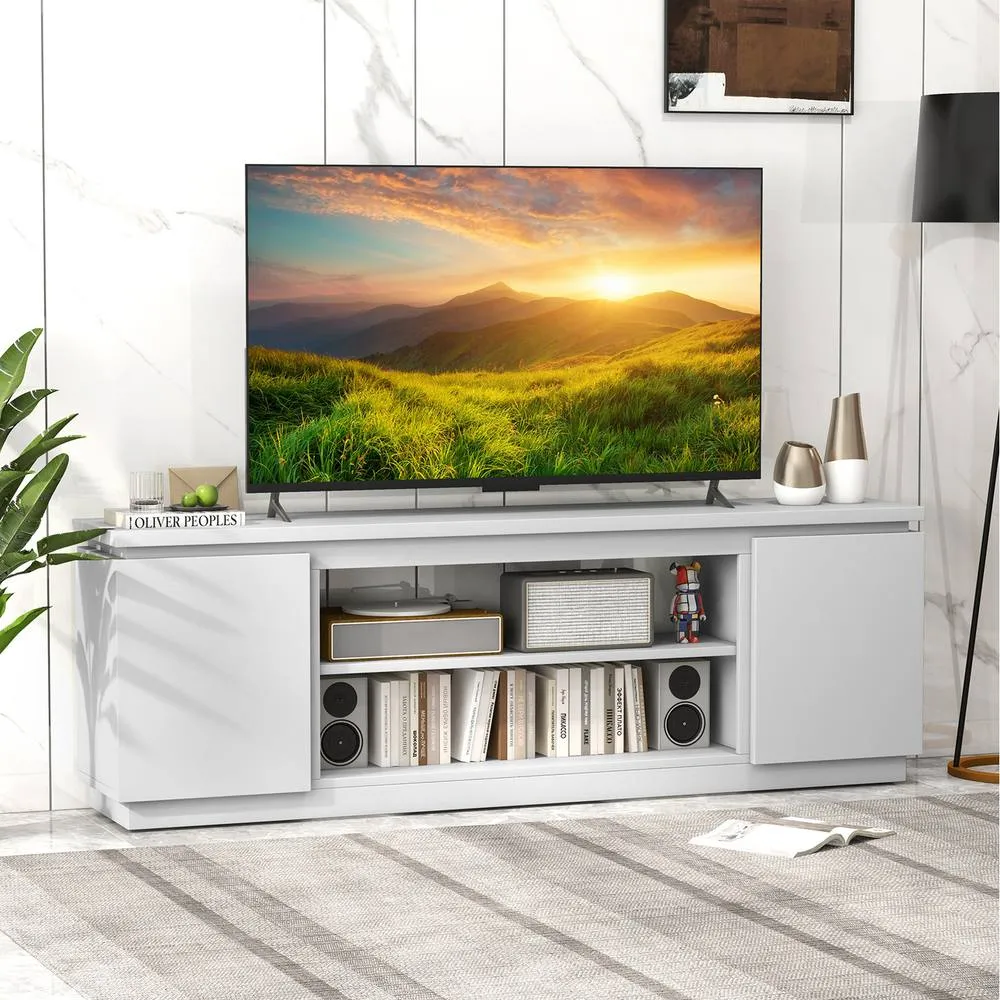 Costway TV Cabinet for TVs up to 80" 178CM Media Console Table-White in White 5