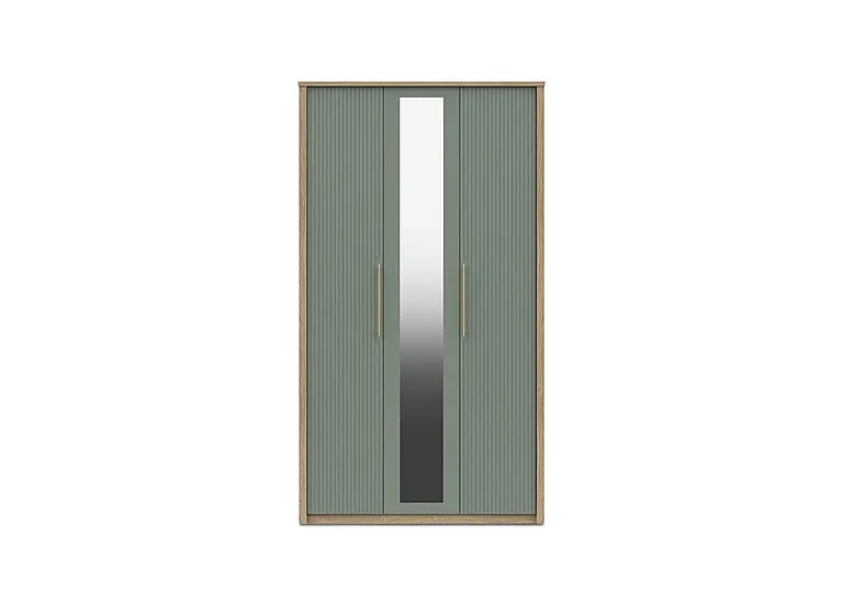 Chelsea 3 Door Tall Wardrobe with Mirror Door and Gold Handles