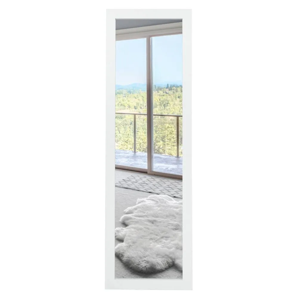 Costway 120 x 37cm Full Length Mirror Wall Mirror w/ Hanging Hooks in White 3