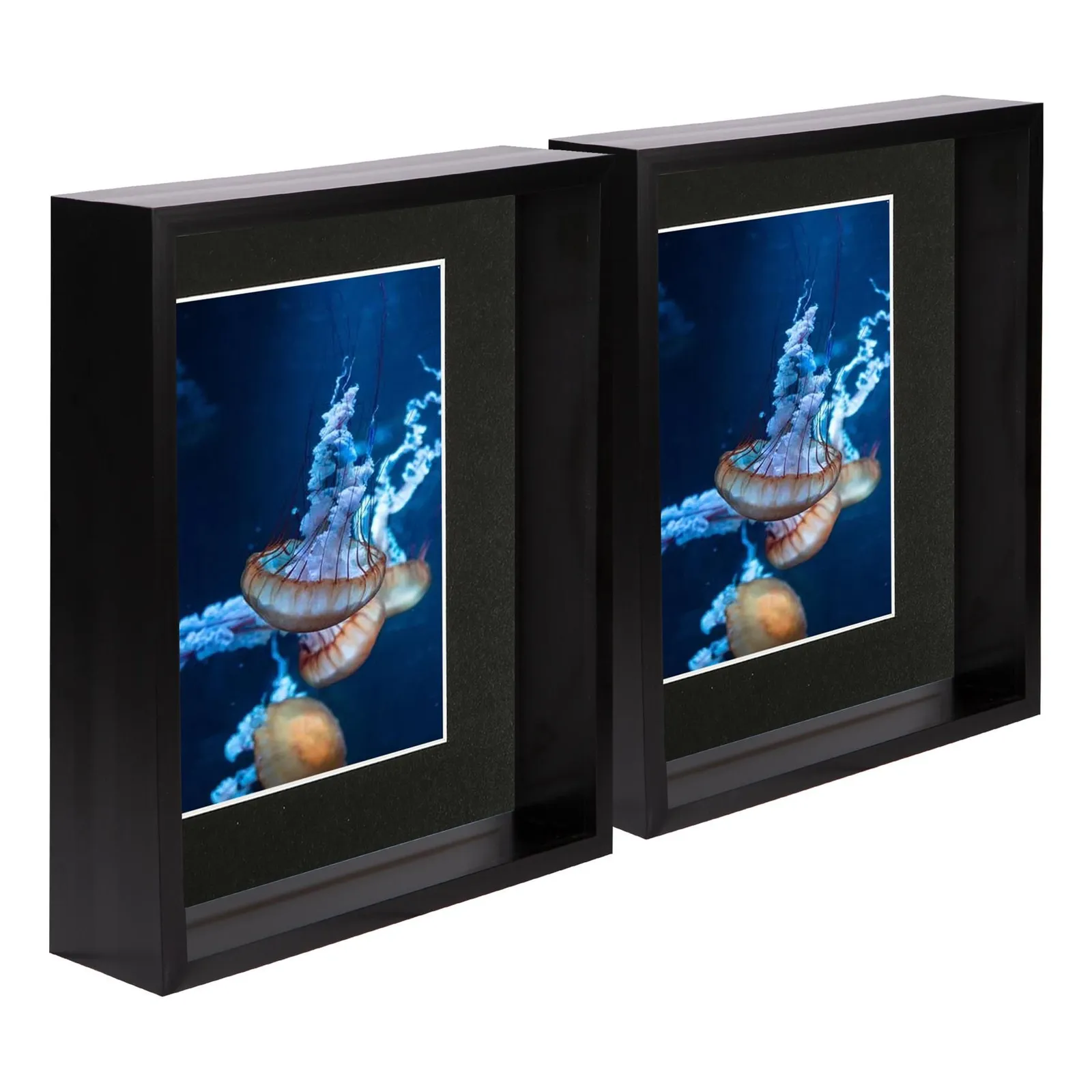 Nicola Spring 8" x 10" 3D Deep Box Photo Frames - 5" x 7" Mount - Black - Pack of 5