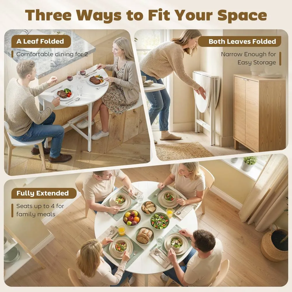 HOMCOM Folding Dining with Steel Frame for Small Spaces, White 4