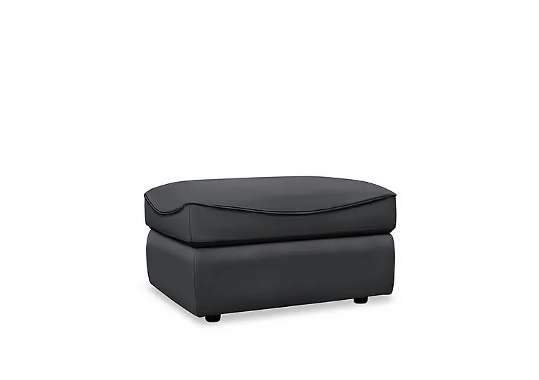 Amesbury Leather Storage Footstool - Cambridge Petrol Blue