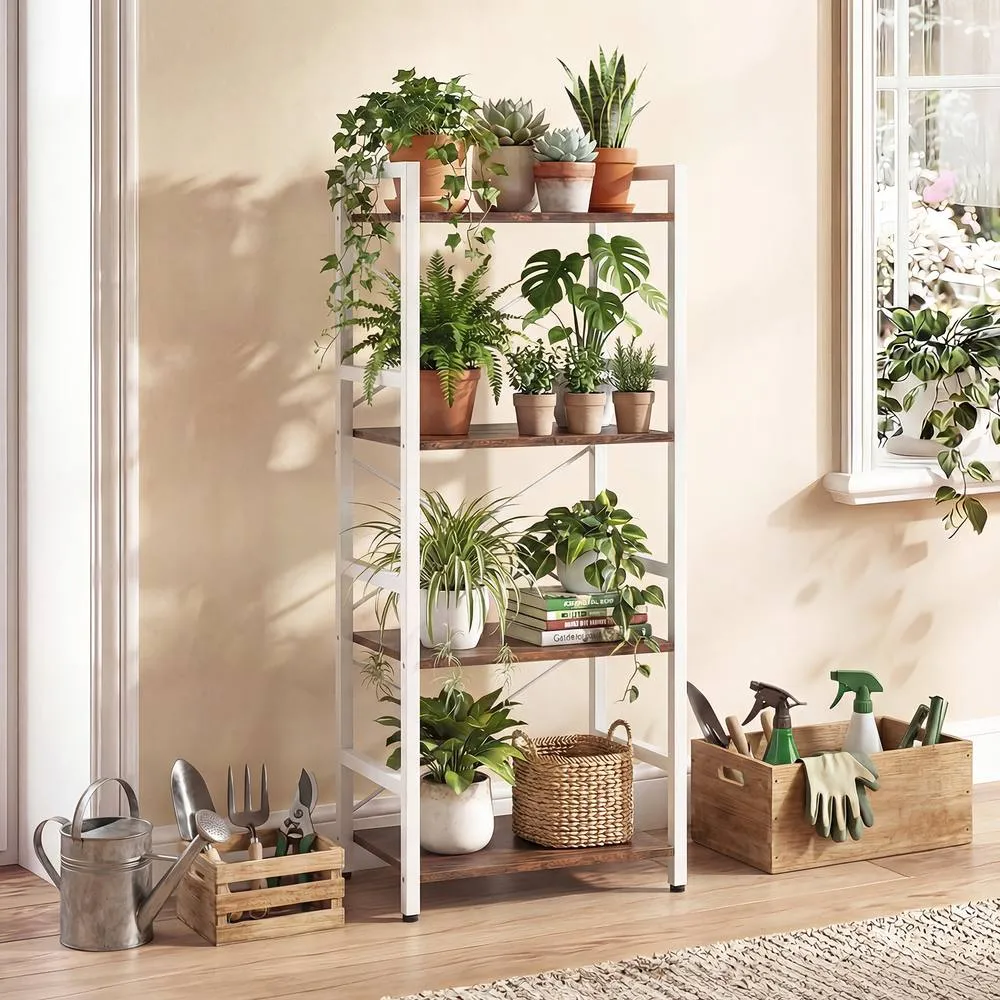 Costway Freestanding Bookshelf 4-Tier Bookcase Display Rack w/ Open Shelves in Natural 6