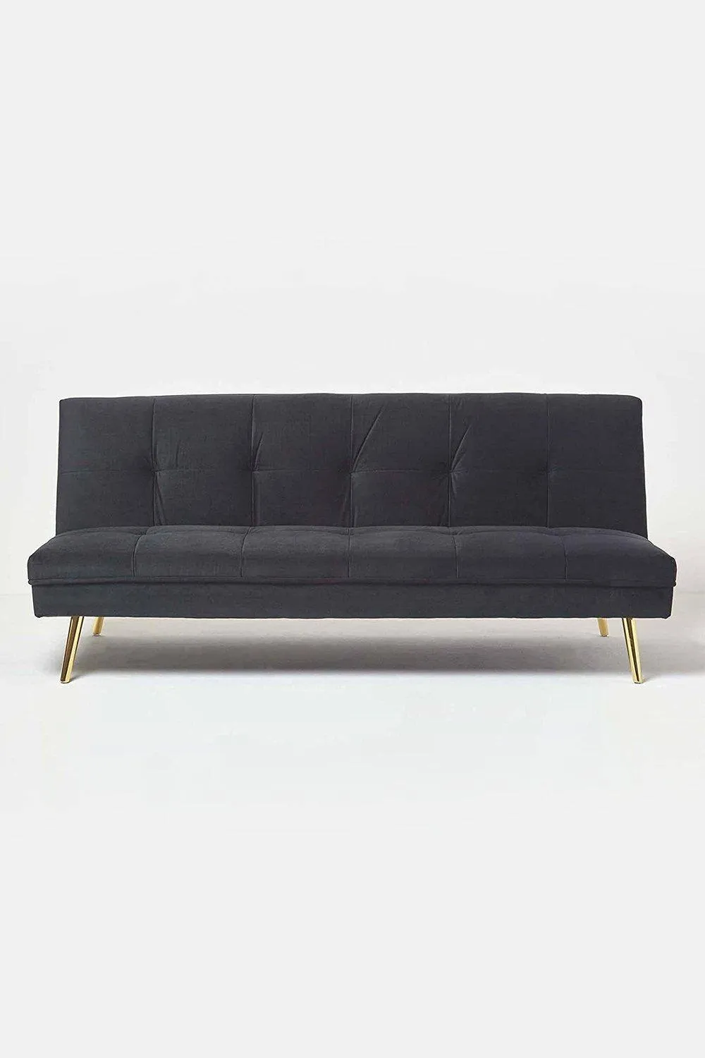 Homescapes Laurie Velvet Click Clack Sofa Bed in Black 1