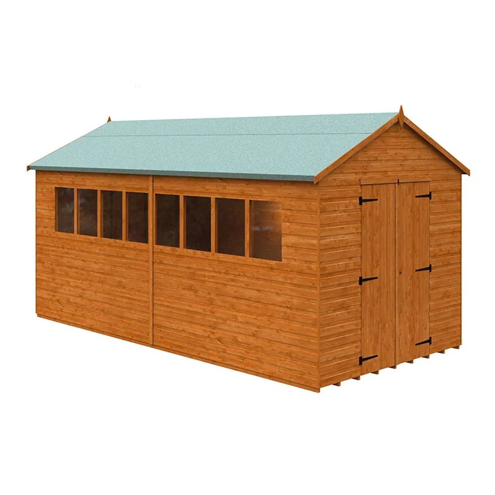 Buttercup Farm 16 x 8 Feet Xl Workshop 12mm Shed - L475 x W235 x H254.5 cm in Burnt Orange