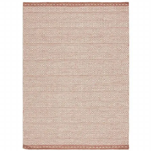Knox Rug In Coral - Hand Woven - 73% Wool, 14% Cotton, 9% Polyester & 4% Viscose - W120 x D170cm