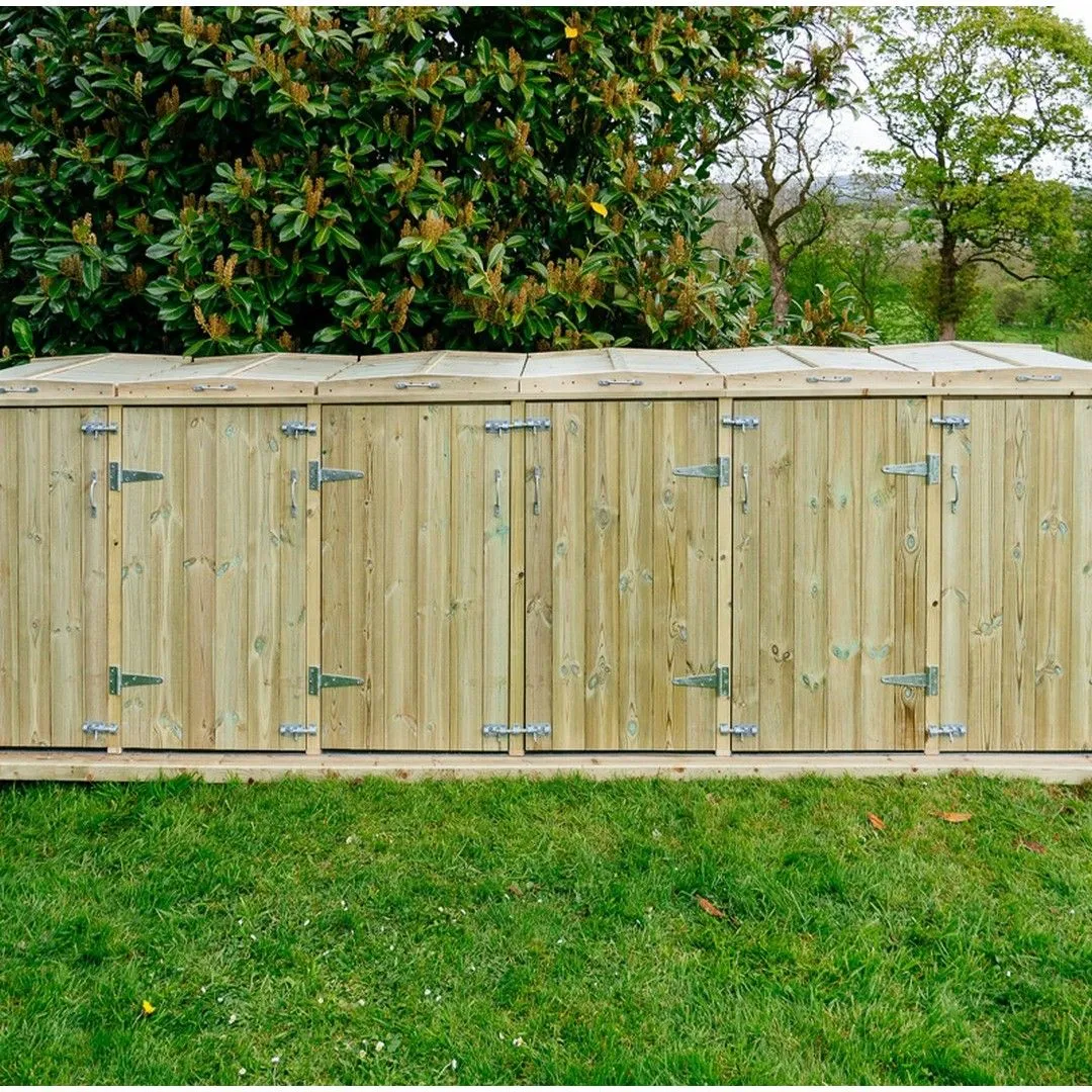 Buttercup Farm Shireburn Sextet Wheelie Bin Store, Timber, Fits 6 x 360L Wheelie Bins in Brown