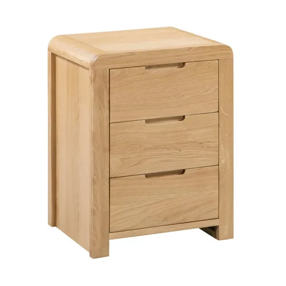 Return - Curve 3 Drawer Bedside Table, Oak 2