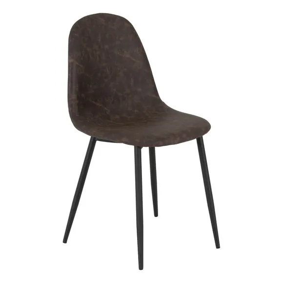 Athens Set of 2 Dining Chairs, Brown Faux Leather 2