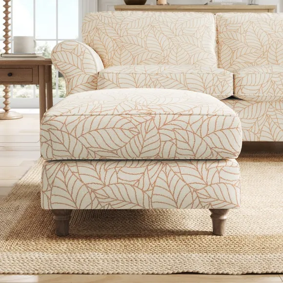 Flori Woven Leaf Fabric Footstool 3