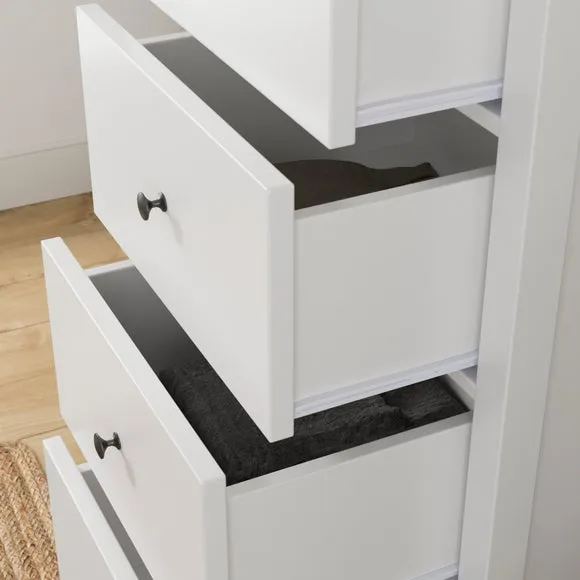 Lynton Tall Small 5 Drawer Chest, White 4