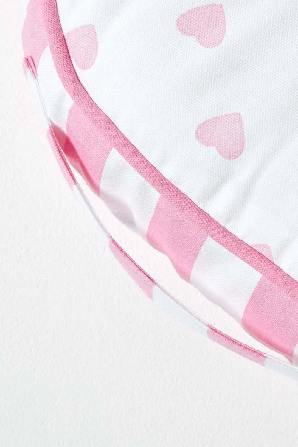 Homescapes Pink Hearts & Stripes Round Floor Cushion 4