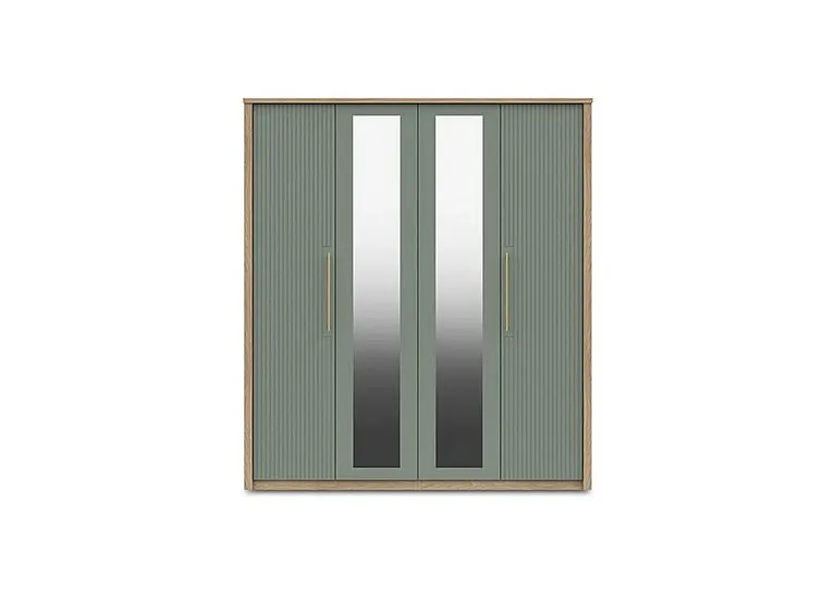 Chelsea 4 Door Wardrobe with 2 Mirror Doors and Gold Handles