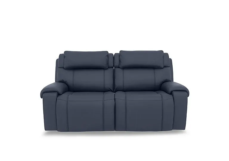 Hollywood NC Leather 3 Seater Power Recliner Sofa with Power Headrests and Storage Arms - NC Ocean Blue