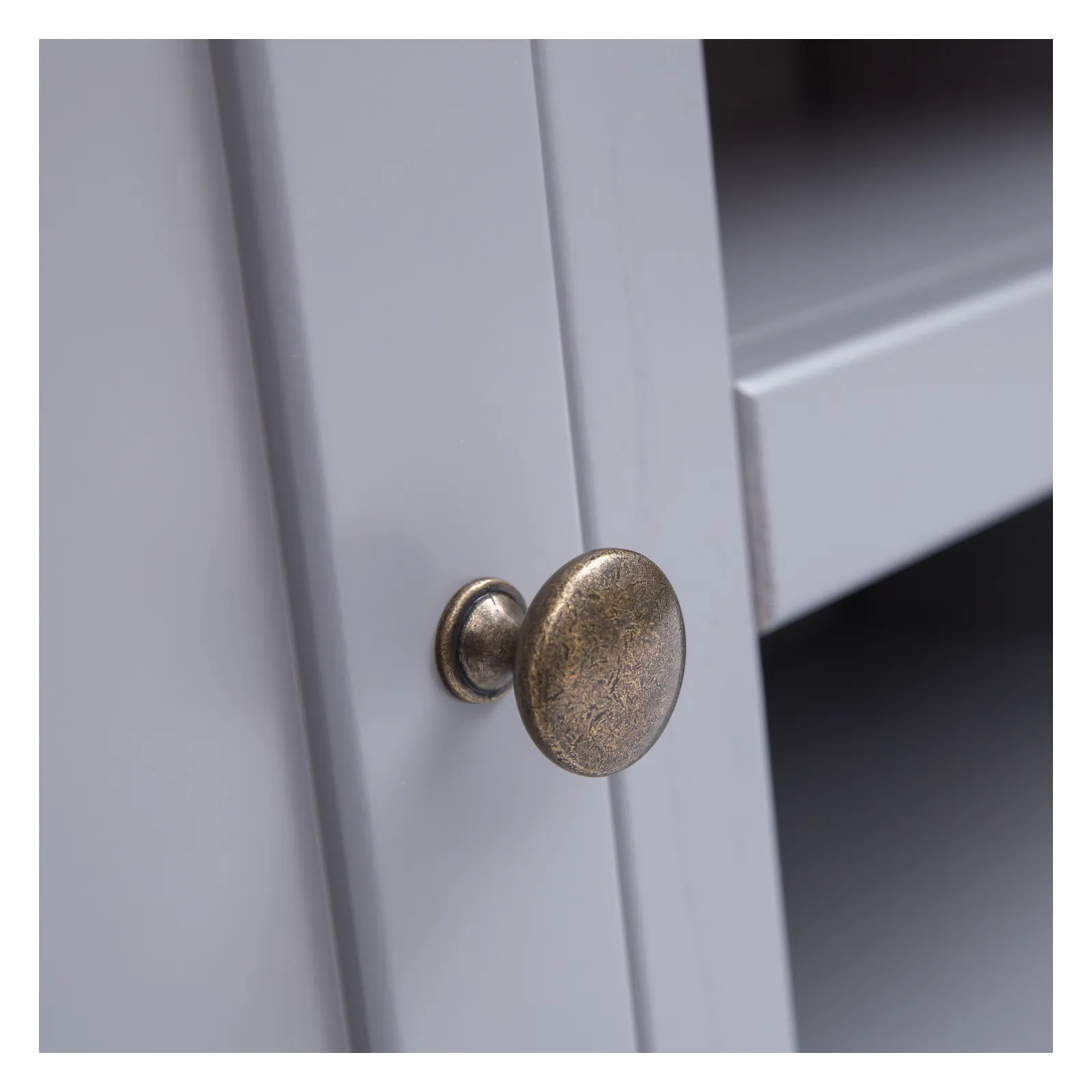 Cabinet Bits Rocca Grey 2 Door TV Cabinet Brass Knob 5