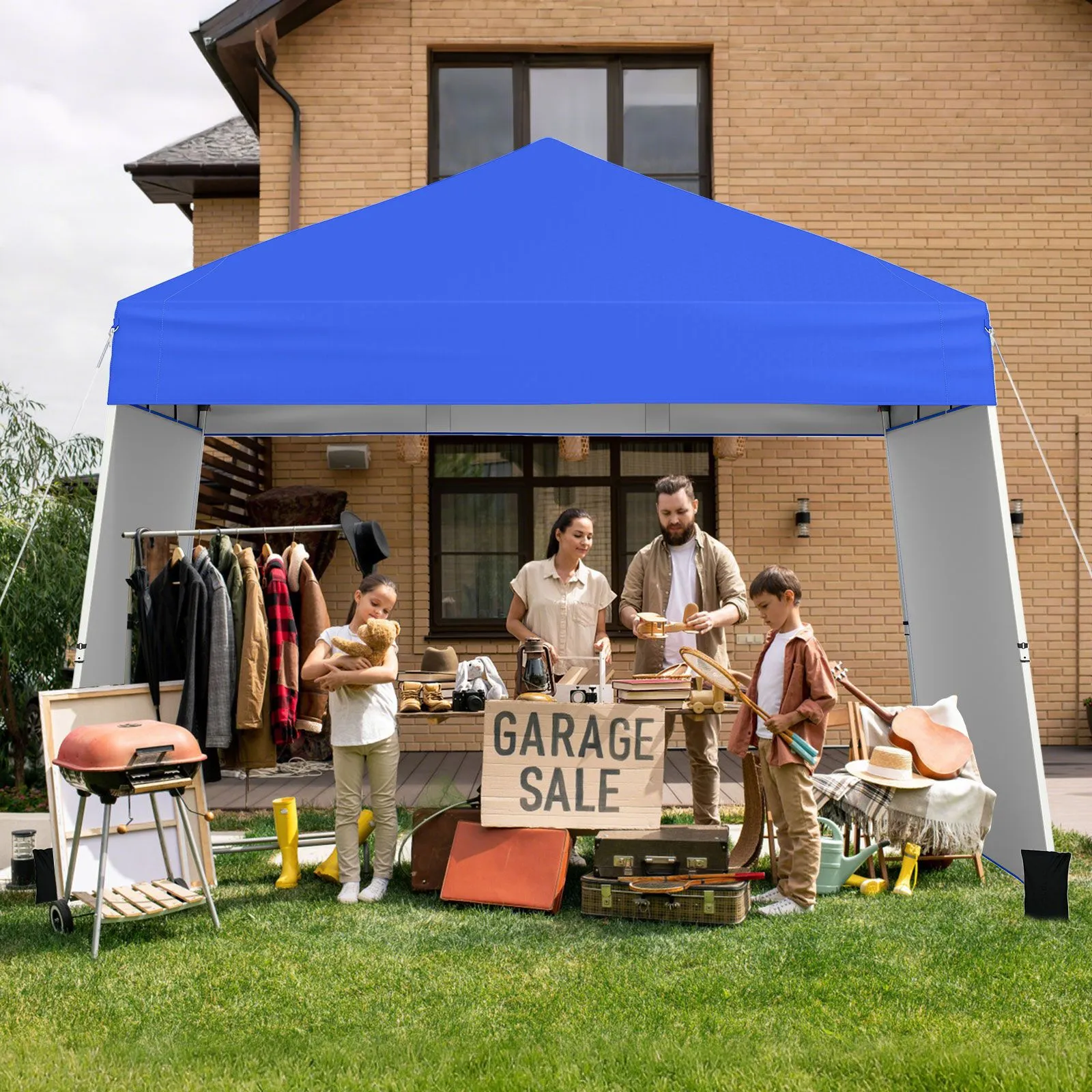 Costway 14 x 9.2 FT Outdoor Pop up Canopy Tent Easy Setup Sun Shelter in Blue 5