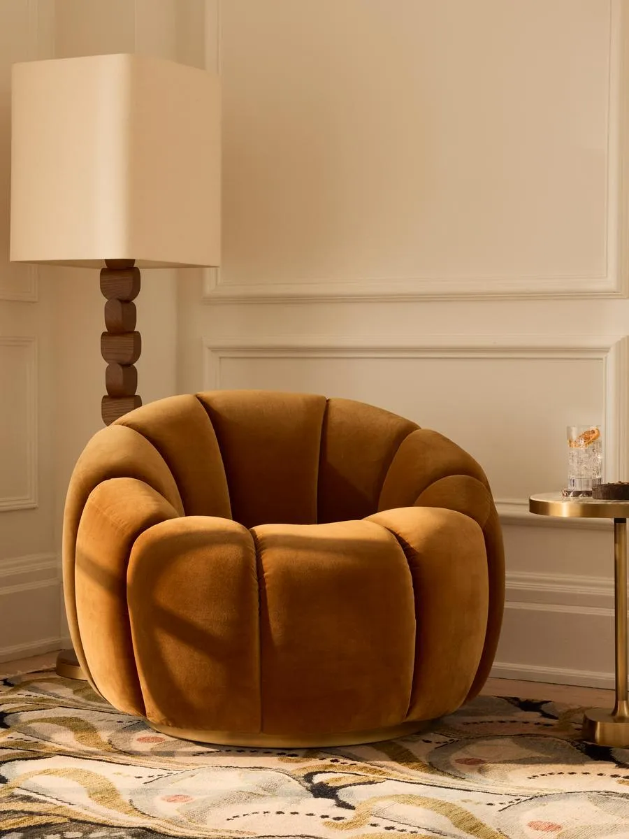 Garret Armchair, Velvet, Mustard