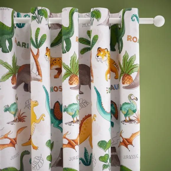 Jurassic Dinosaur Blackout Eyelet Curtains