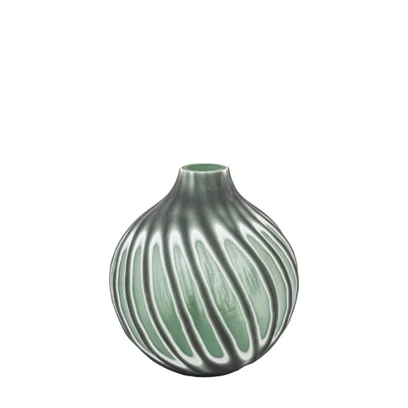 Crossland Grove Cergy Swirl Hand Carved Glass Vase Sage 300Mm, Green