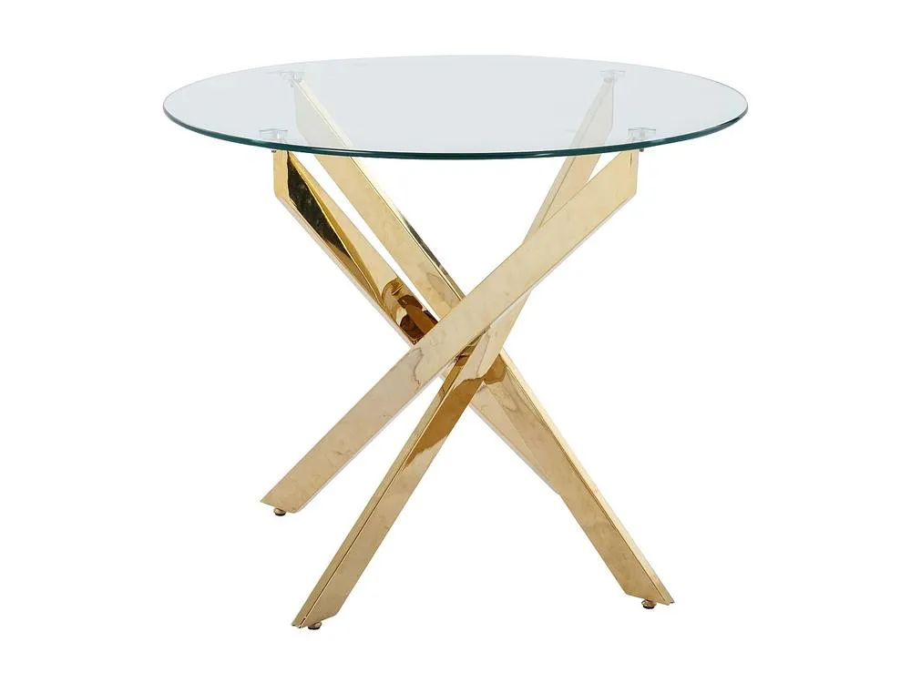 Vente-unique 2-Seater Round Dining Table - Tempered Glass & Gilded Metal - Transparent - COSIMA in Clear 5