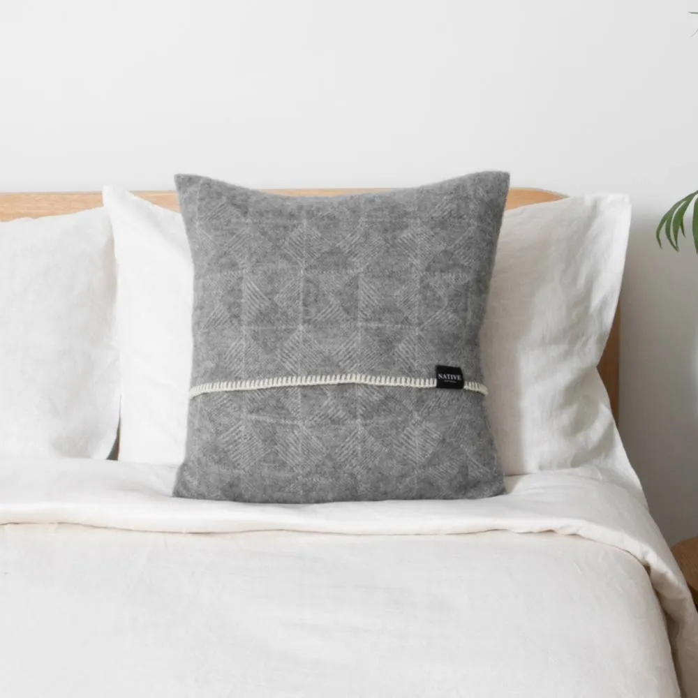 Native Natural Diamond Grey Wool Cushion 45x45cm