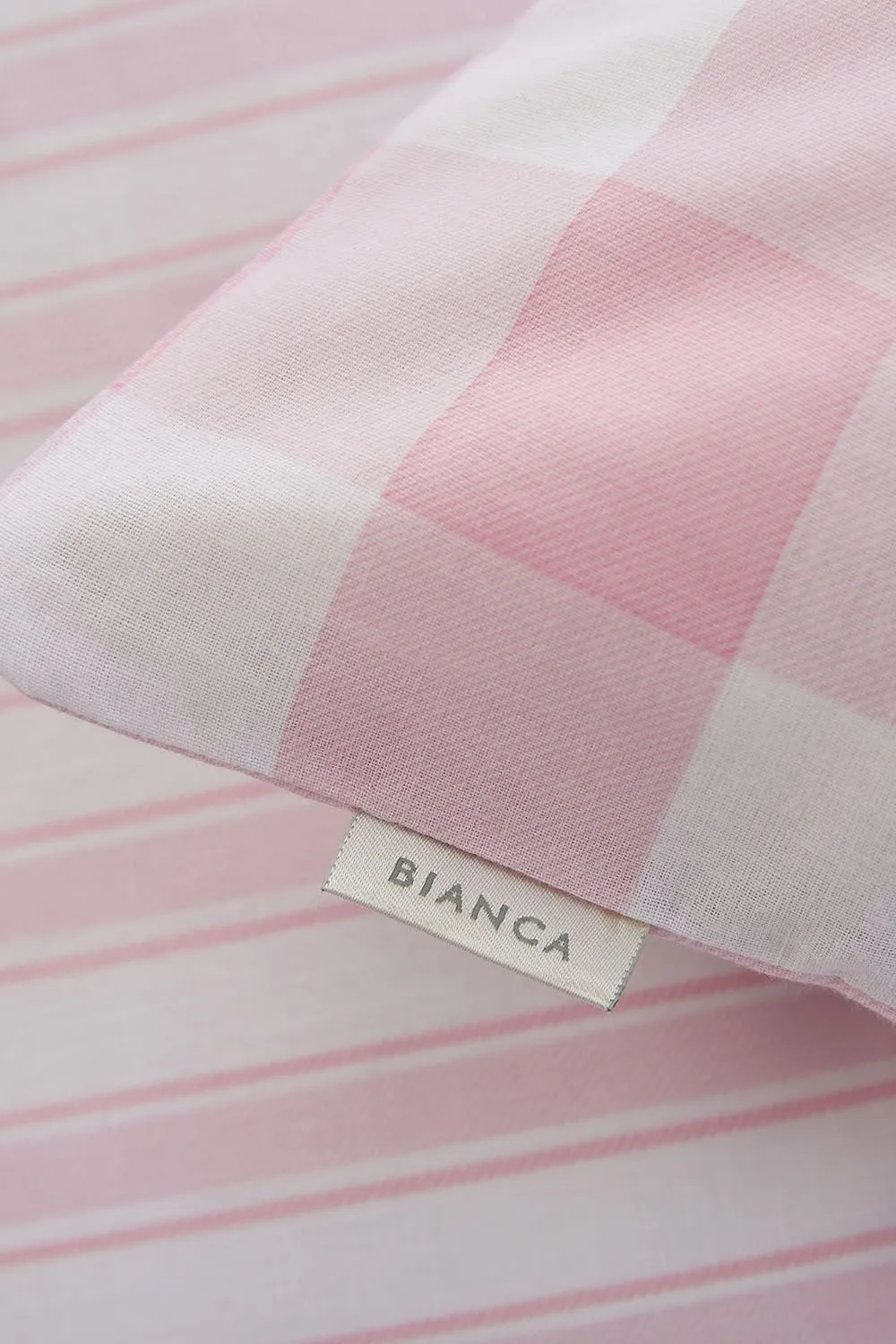 Bianca 'Check & Stripe' Cotton Fitted Sheet in Pink 2