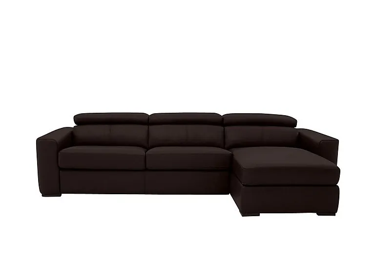 Infinity Leather Left Hand Facing Corner Chaise Sofa with Storage - Dark Chocolate