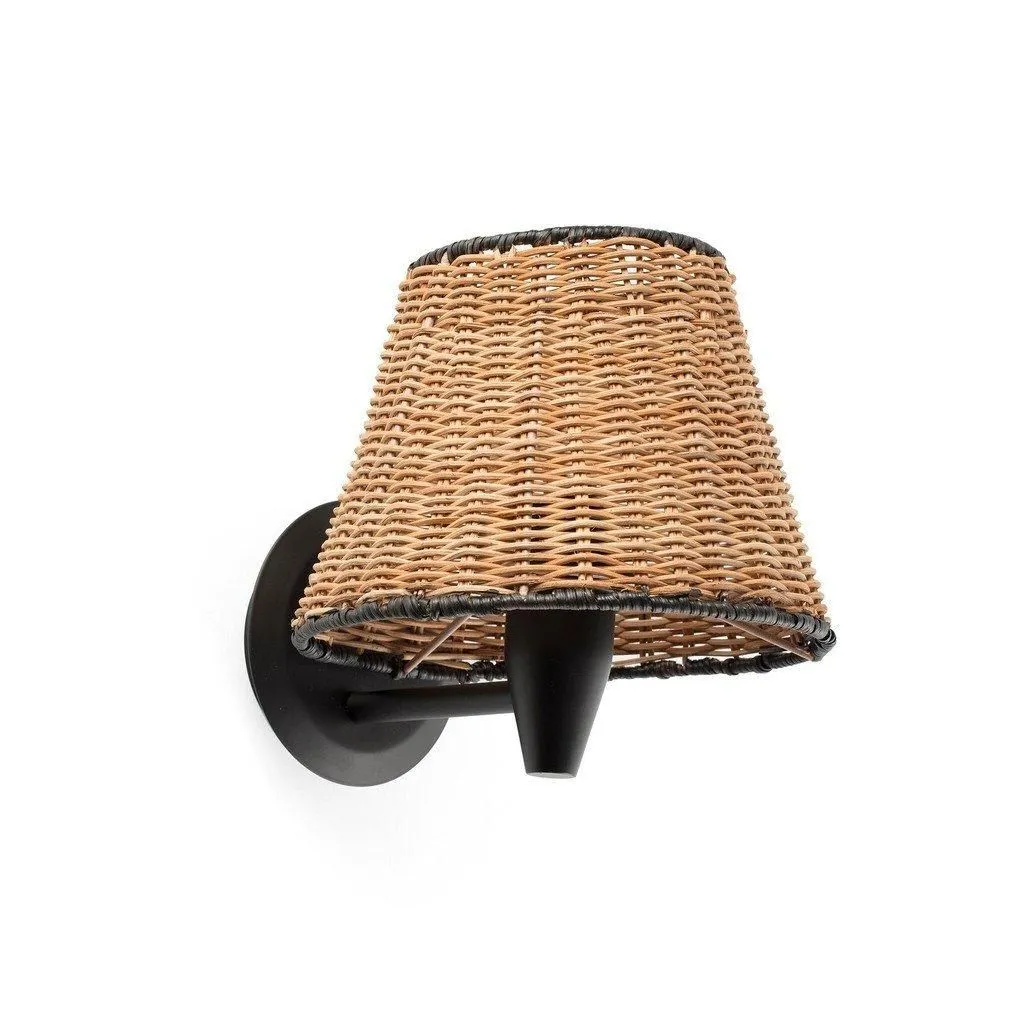 Netlighting Sumba Black Rattan Shade Wall Lamp 3000K