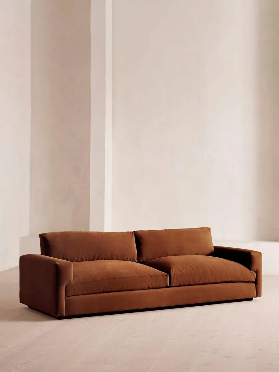 Mossley Four Seater Sofa, Velvet, Cinnamon