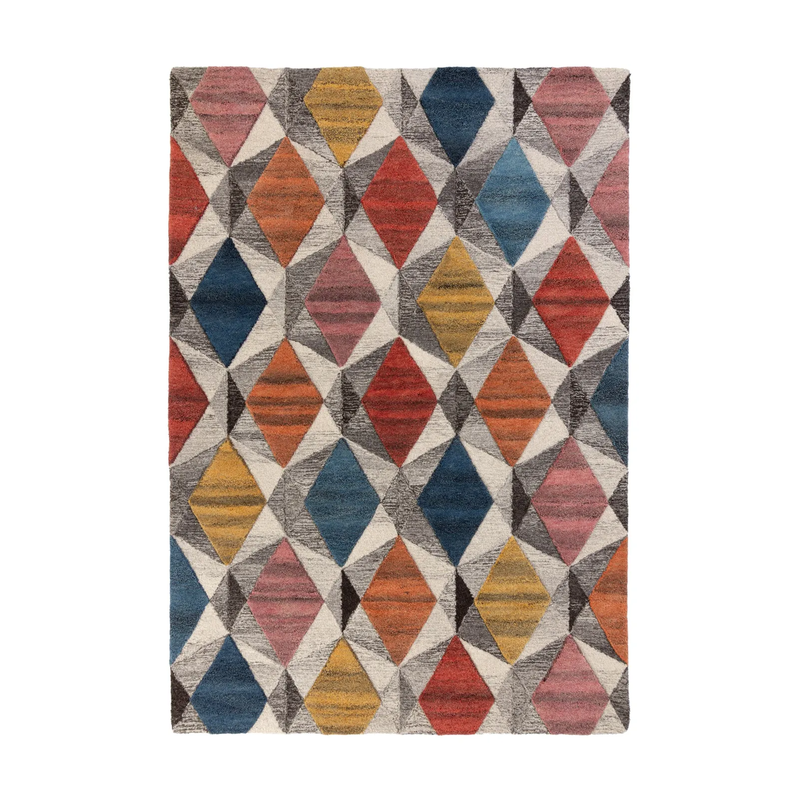 Yara Geometric Rug Beige, Blue and Red